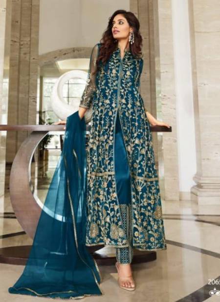 Blue Colour Senhora Sharmin New Latest Designer Party Wear Pure Butterfly Net Salwar Suit Collection 2065